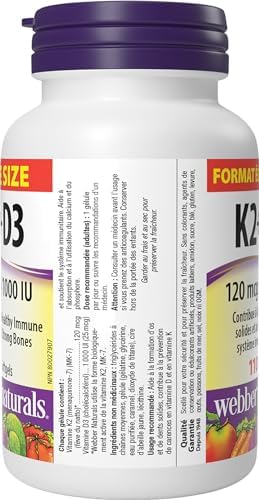 Webber Naturals Vitamin K2 with D3, 110 Softgels, MK-7 Formula, Helps Support Bones, Teeth, and Immune Function — view 7