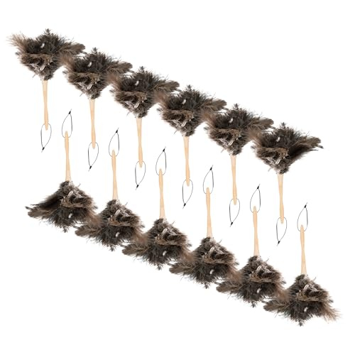 Superio Ostrich Feather Duster Fluffy Dust Remover, with Wooden Handle Reusable for Cleaning Homes,...