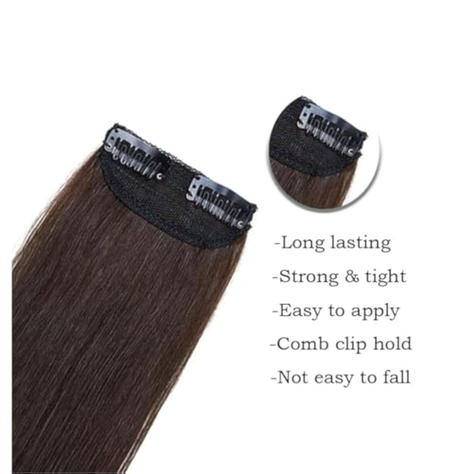 Double Clip-In 100% Human Hair Extensions, 16 Inch