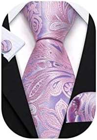 Barry.Wang Man Tie Set Paisley Silk Pocket Square Cufflinks Necktie Sets Designer Wedding Party