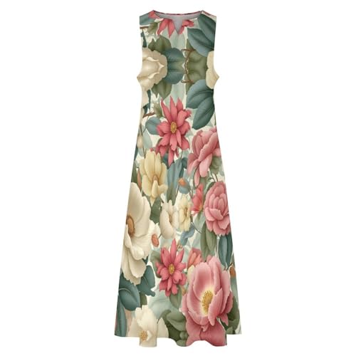 Robe maxi imprimée plantes vintage idéale pour la plage