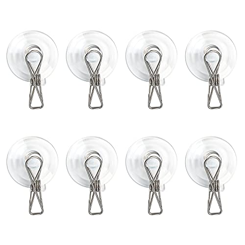 AUEAR, 8 Pack Suction Cup Clips Plastic Round Sucker Clamps Holder for Hanging Home Office Bathroom Accessories 45mm