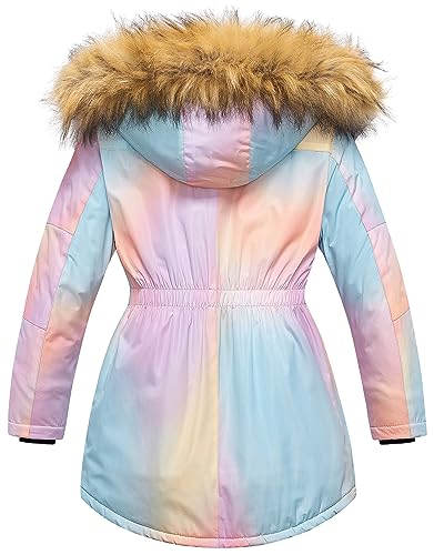 Image of CREATMO US Girl's Long Winter Warm Parka Sherpa Trimmed Collar Puffer Ski Jacket Coat