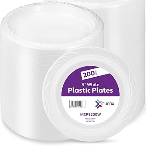 Munfix 9 Inch White Plastic Plates Cover