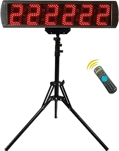 Cynobato App-Control 5'' High 6 Digits LED Race Clock Timer with Tripod for Running Events, Countdown/up Digital Timer, 12/24-Hour Real Time Clock, Stopwatch by Remote Control
