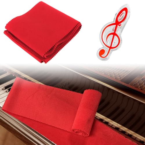 Paño para Cubrir Teclado de Piano,Paño Protector para Teclado de Piano,Clips de Música para Partituras,Cubierta para Teclado de Piano,Cubierta Antipolvo para Teclado de Piano de 88 Teclas,125 x 15 CM