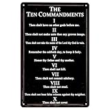 The Ten Commandments Metal Tin Sign Bible Verse Wall Art Motivational Vintage Signs Metal Plaque for Home Garage Office Bar Cafe Pub Man Cave Gifts 12 x 8 Inch