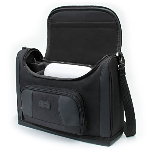 USA GEAR S7P Wireless Compact Photo Printer Carrying Case - Messenger Bag Compatible with Canon SELPHY CP1300 / CP1200 / CP900 / Ivy, Kodak Dock / Mini, Instax Share SP-3 / SP-2, HP Sprocket (Black)