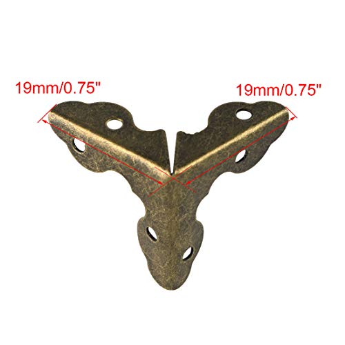 Image of uxcell Box Corner Protector Bronze Tone Vintage Triangle Frame Corner Edge Protector for Desks Jewelry Box Furniture Guard Pack of 4