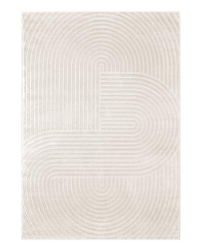 Tapis poils courts beige crème Wecon Home pour sol moderne