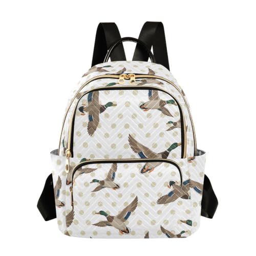 Image of ALAZA Mallard Polka Dot Pattern Small Backpack Purse for Women Travel Bag Fashion Daypack Back Pack Shoulder Bag