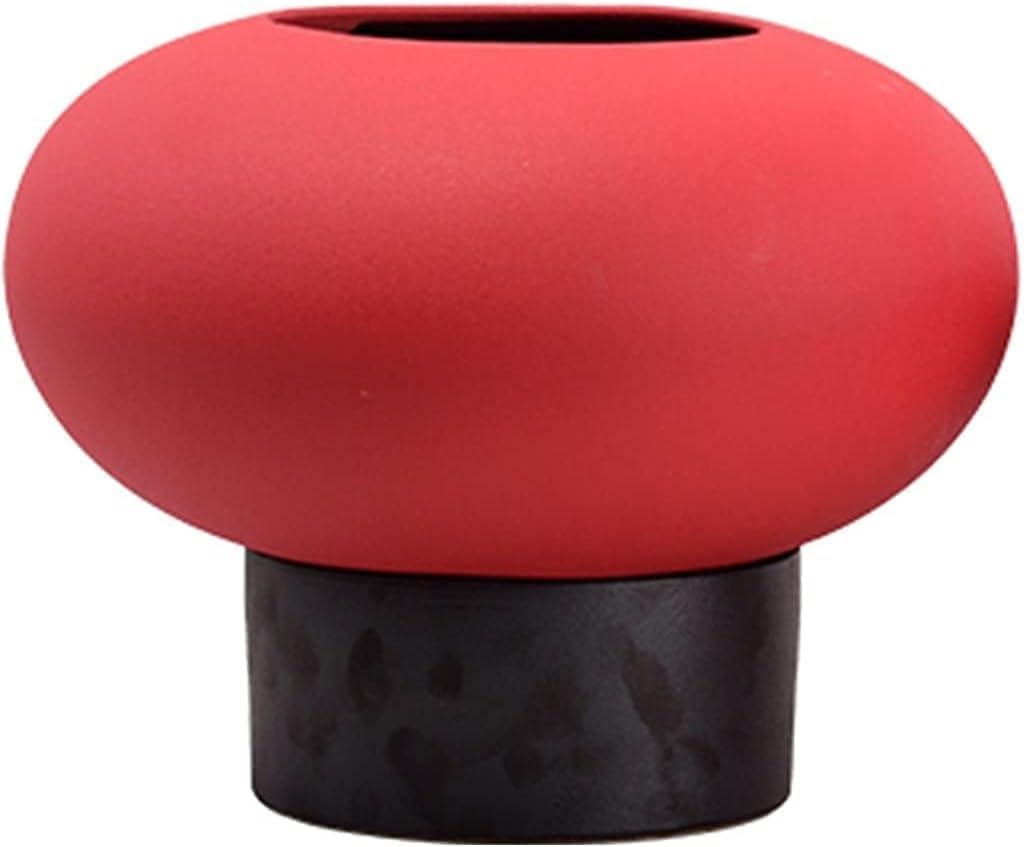 Bzgpmfud One Color Vase Desktop Morandi Ceramic Oval Shape Decoration Crafts For Home-Living Room-Porch-Bedroom And Mantelpiece