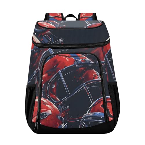 Red Helmet Tile Pattern Cooler Backpack Cooler Insulated Leak Proof Lunch Backpack 36 Cans Waterproof Soft for Men Women Picnic Hiking Camping Beach