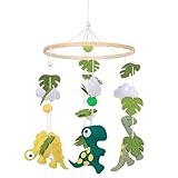 Abdtech Dinosaur Crib Mobile - Dinosaur Baby Nursery Mobile | Gender Neutral Baby Stuff | Handmade Felt Hanging Dino and Mountain Room Decor for Boys