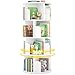 Besiost Rotating Bookshelf, Wood Corner Bookshelf, 360 Display Spinning Bookcase Storage Rack, 4 Tier Floor Standing Revolving Bookcase Narrow Book Shelf Organizer for Small Space, Bedroom, White