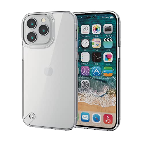�G���R�� iPhone 14 Pro Max �P�[�X �J�o�[ �n�C�u���b�h �ϏՌ� �Ռ��z�� �w�ʃK���X�N���A �d�x9H �ɂݐ݌v �N���A PM-A22DHVCG1CR