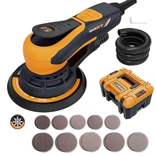 MAXXT Ponceuse orbitale 5,0mm sans balais, Ponceuse électrique 350W | 6 vitesses réglables (4000-10000 tr/min) | Plateaux 150&125 mm | boîte, 20 feuilles abrasives | bois/meubles/parquets