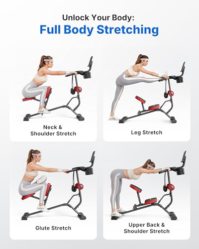 Image of MERACH Full Body Stretch Machine Back Stretcher, 350LBS Weight Capacity | Posture Correction, Flexibility Training, Extra Wide Seat, Padded Cushion, Exercise Guide Chart, Stable Steel Frame, Home Gym