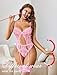 Avidlove Womens Lingerie Sexy Lace Lingerie Bodysuit V Neck Garter Belt Set Teddy with Panty Pink XXL