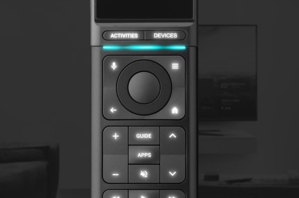 Close-up of backlit buttons on the remote