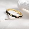 Gracayfr Flower Bracelet Gold Plated Bangle Vintage Cloisonne Cuff Floral Chinoiserie Elegant Vibrant Ethnic Colorful Summer Charm For Women Best Friend Mom Sister Jewelry Gifts Black #2