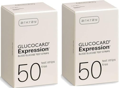 ARKRAY GLUCOCARD Expression Blood Glucose Test Strips, No Coding, 100 Test Strips (2 Boxes of 50)