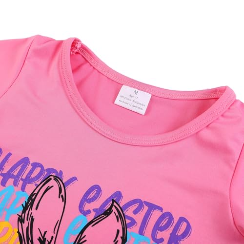 Image of Easter Toddler Girls T-Shirts Bunny Short Sleeve Shirts Kids T Shirts Cotton Girls Summer Tops 3-8Y