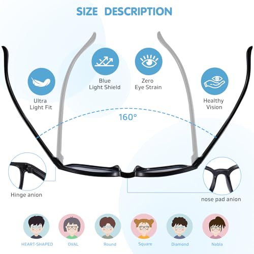 Image of Kids Blue Light Glasses: Zero Power, Uv400 Protection, Anti-Eyestrain & Glare, Headache Prevention - Computer, Tv, Mobile Use