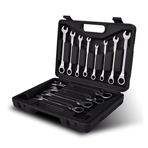ARKEM Ratchet Wrench Set 12 pcs,Ratchet Spanner Set 12pcs Metric Flexible Combination Wrench with Gear Ring Open-end Box-end Flex Flexi Head DIY Hand Tools Kit - Image 4