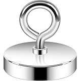 Fishing Magnet,600LBS Heavy Duty 3 Inches Salvage Magnets with Lifting Eye-Bolt Ideal for Retrieving Items in Lake,Beach,Lawn and New House(Silvery White, Pack of 1)