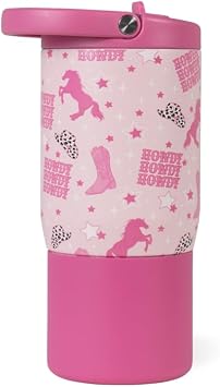 HydroJug Sport 14 oz Insulated Kids Water Bottle with Straw, Cowgirl