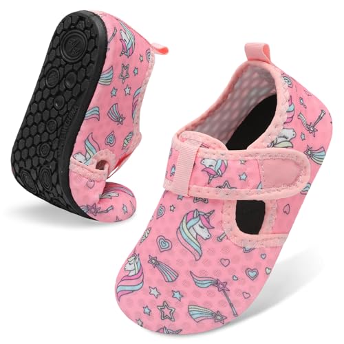 Image of LeIsfIt Kids Water Shoes Girls Boys Quick Dry Aqua Socks Breathable Swim Shoes Non-Slip Barefoot Socks for Beach Surf