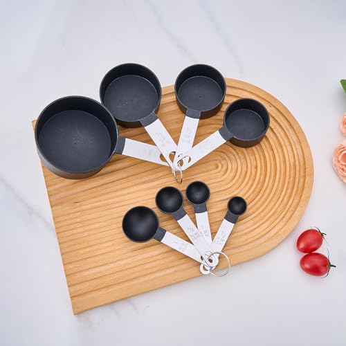 Set negro de tazas y cucharas medidoras 8 piezas miniatura 1