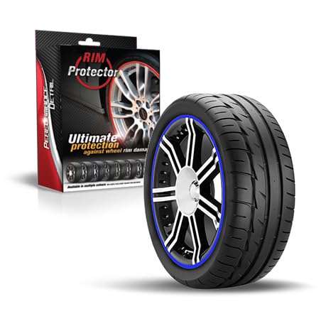 Performance Detail Rim Protector Kit Blue for Car Wheels – Alloy Wheel Guard Strip Kit Fits up to 21' Rims | Set of 4 Rim Protectors | Easy to Install Curb Rash Defense for Rims