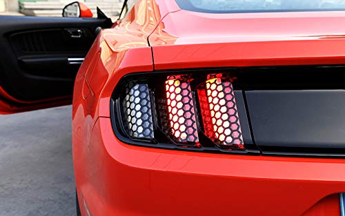 Xotic Tech Car Exterior Accessories Rear Tail Light Lamp Honeycomb Sticker Vinyl Decal Trim Compatible With Ford Mustang 2018-Up #TOP4