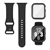 [Knossen] コンパチブル Apple Watchと互換性のあるバンド シリコン製 アップルウォッチ用バンド 保護カバー付き アップルウォッチ向けのスポーツベルト 互換用のApple Watch ベルトとケース 一体型 耐衝撃 全面保護 装着簡単 Series 11 10の42mmに対応