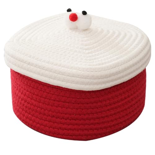Panier en coton tissé avec couvercle pour ranger cosmétiques et petits jouets