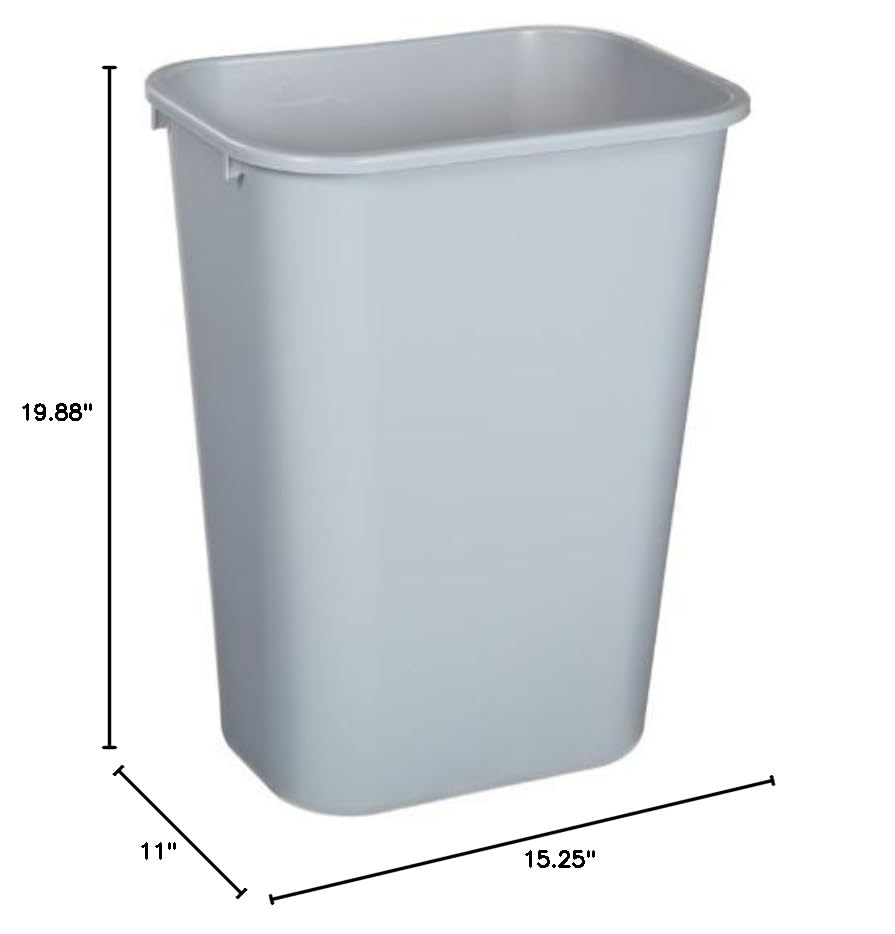 Image of Rubbermaid Commercial Products Deskside Wastebasket /Trash Can, 10.25-Gallon /41-Quart, Gray, Plastic, Garbage Can for Home /Office, Fits Under Desk /Sink /Cabinet, Pack of 12