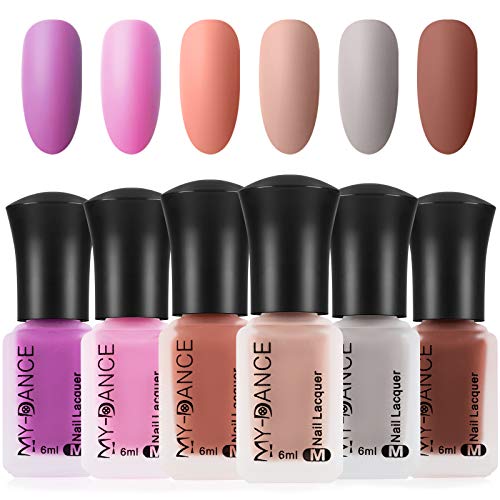 Ownest 6 Colors Matte Nail Polish Set, Mist Effect Matte Velvet Nail Polish,Long Lasting Velvet Nail Polish Nail Art-#D