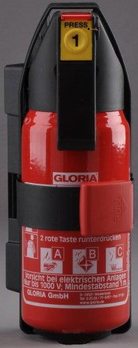 1kg Gloria ABC Pulver Feuerlöscher mit Manometer und Wandhalterung