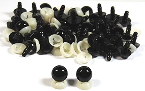 celloexpress Pack of 10 Pairs - Solid Black Eyes with Plastic Backs - 7mm - Safety Eyes for Soft Toy or Teddy Bear Making