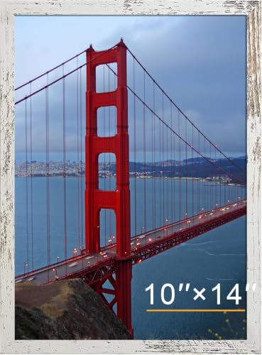 Image of BESCRCL 10x14 Picture Frame, 30 x 40cm Diamond Painting Frame for Wall Hanging, Engineered Wood for 10 x 14 Picture, Distressed White, 1 Pack