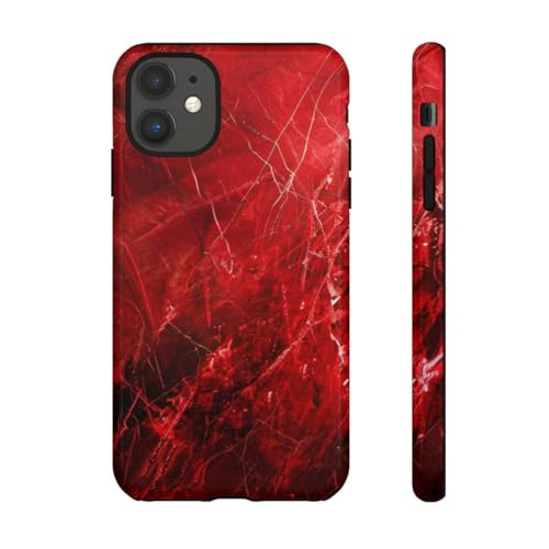 Coque iPhone 11 marbre rouge rigide pour éviter les rayures