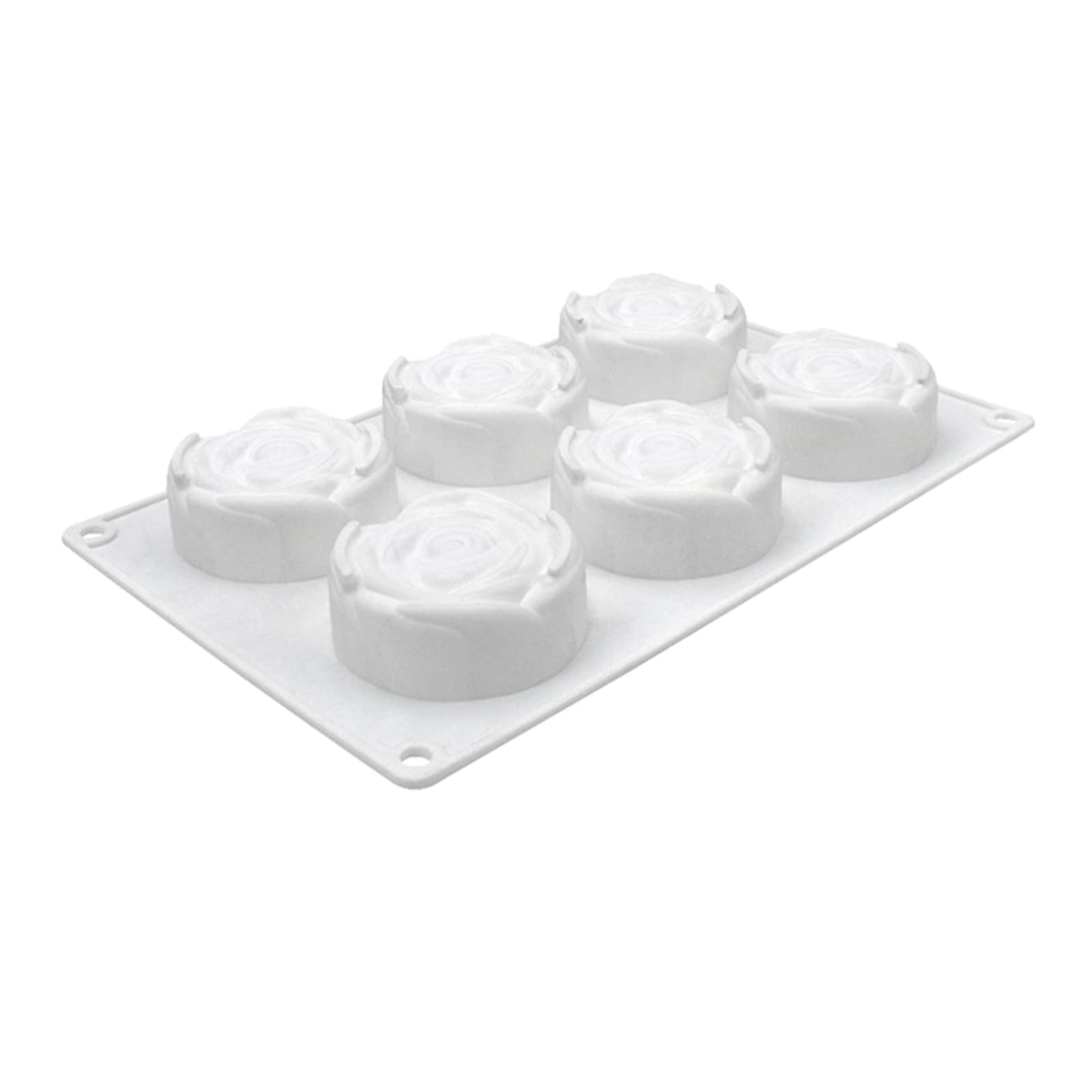 Jazuaiao 1/6 Cavity Rose Silicone Cake Mold for Chocolate Mousse Jelly Pastry Ice Cream Dessert Bread Bakeware Pan Tools Silicone Molds for Baking Chocolate Shapes Sets Candles Cakes