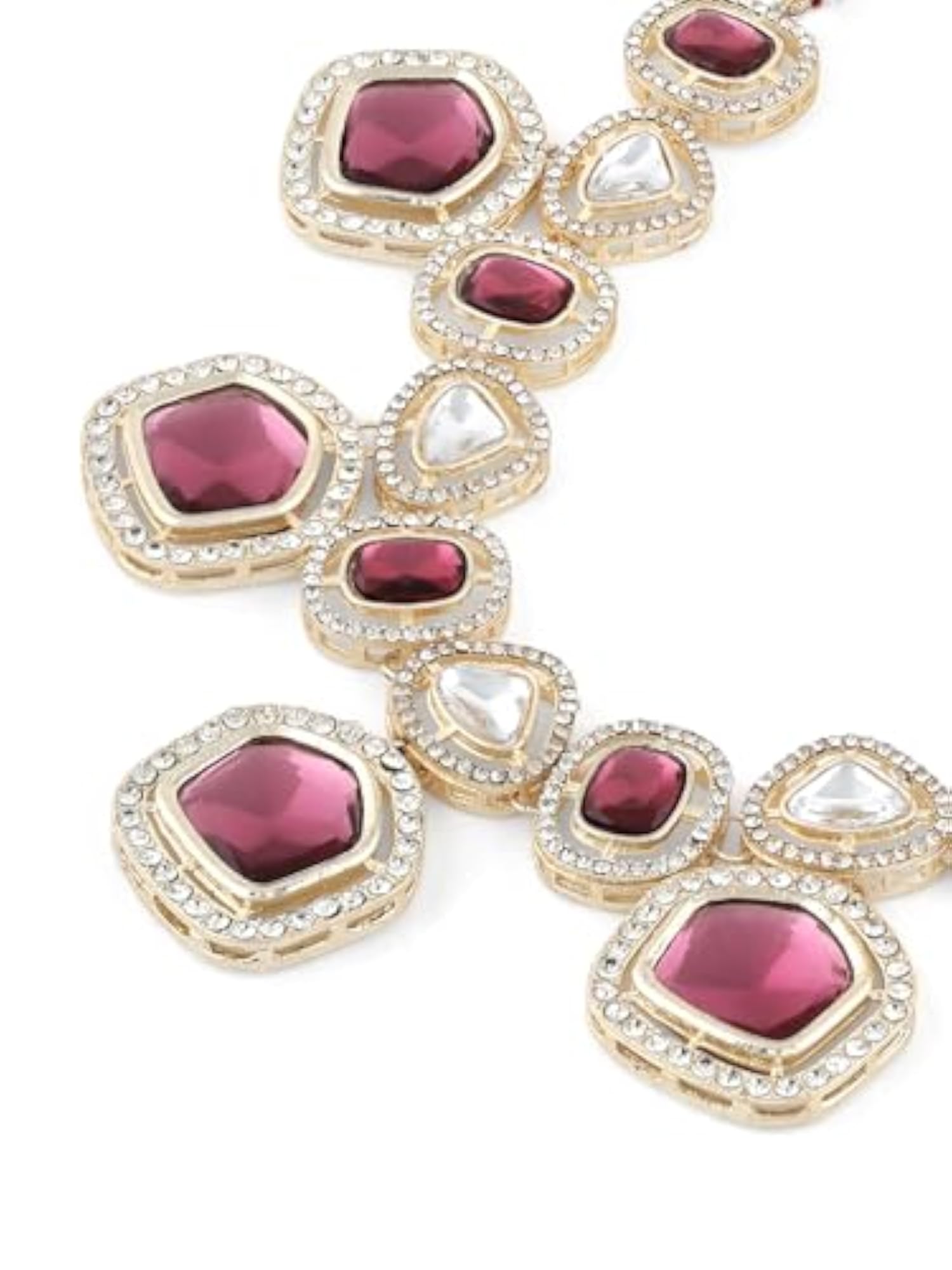 Women's Dazzling Austrian Diamonds Necklace Earring & Maangtikka Set