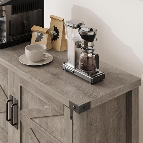 GarveeHome Farmhouse Entryway Table with 2-Door, Wood Console Table with Storage, Coffee Bar Cabinet, Sofa Tables Buffet Sideboard for Kitchen, Hallway, Dining, Living Room-Grey