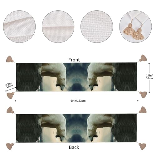 Chemin de table en lin imprimé ours polaire pour repas de Noël - 5