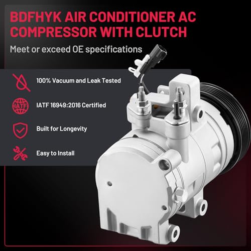 BDFHYK Air Conditioning A/C Compressor with Clutch compatible with Ford Mustang 5.0L 2011-2017, Mustang 5.2L 2015-2022, Replacement BR3Z19703B, FR3Z19703B, FR3Z19703E, FR3Z19703L, 167661, 168661