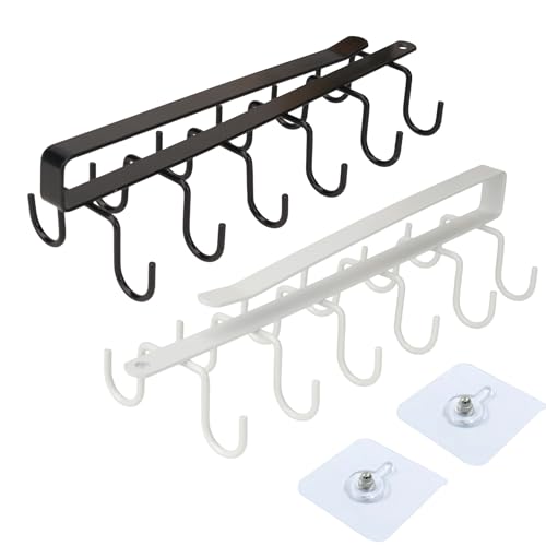 HeXueLy 2 Pack Under Cabinet Hook Rack, 12-Hook Double Row