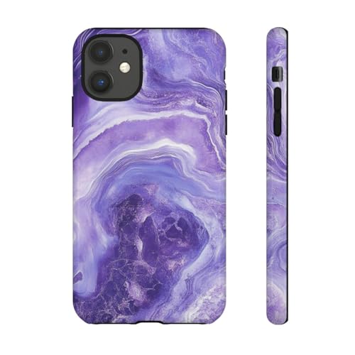 Coque iPhone 11 texture marbre violet rigide et brillante